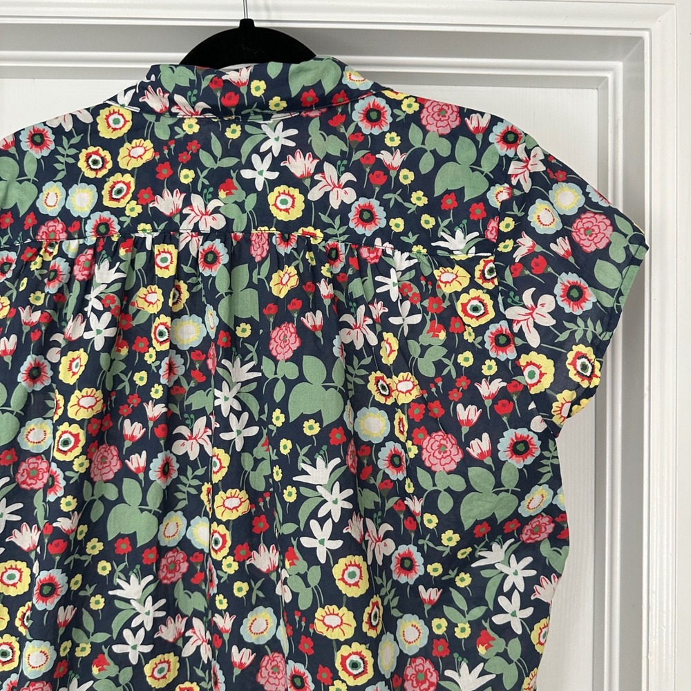 Cat's Pajamas Swiss Meadow Voile Cotton Floral Button Down Sleep Top Size Large - Picture 8 of 11